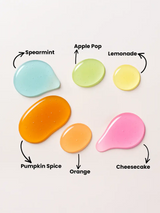 MQLE Flavor Vault 6'lı Aromalı Lip Oil Seti – Lip Oil setindeki altı aromanın doku görünümleri
