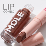 MQLE Melt & Shine 2'li Ruj ve Dudak Parlatıcısı Seti – Mocha Mood Melt Stix ve Hypergloss ürün ikilisi