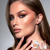 MQLE Apricot Glaze 2'li Göz ve Yanak Makyaj Seti – MOLTEN Pure Pigment ve APRICOT Glow Blush ile tamamlanan makyaj görünümü