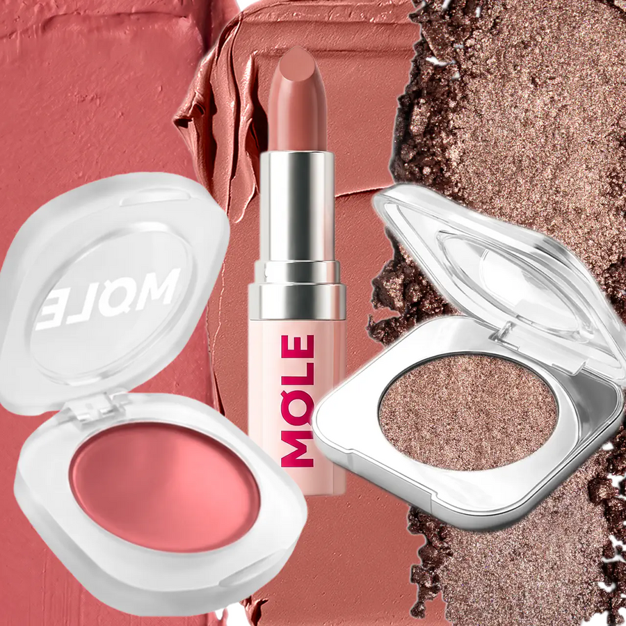 MQLE Nude Dimension 3 Adım Makyaj Seti – Nudeline Soft Satin, Brunel Pure Pigment ve Spice Velvet Blush üçlü seti