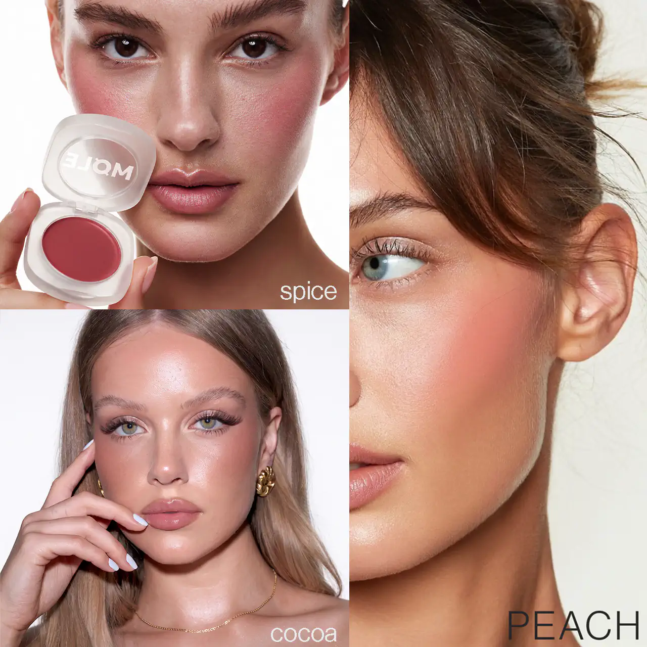 MQLE Velvet Blush 3'lü Krem Allık Seti – Spice, Peach, Cocoa Velvet Blush üçlüsü